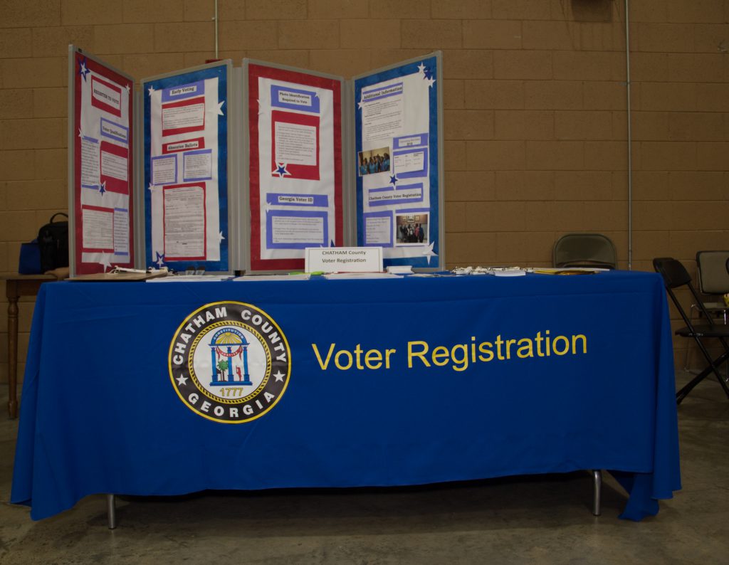 Voter registration table for Chatham County at Celebrate Abilities event